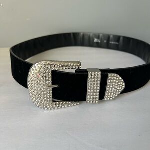 Zara Black Belt with Silver Embellishments